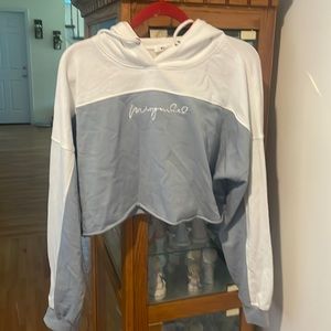 MISSGUIDED. Cropped hoodie. Beige and gray. Size 10.